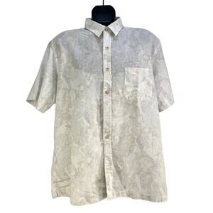 Tasso Elba Island Linen Shirt Tonal Paisley Button Up Top
